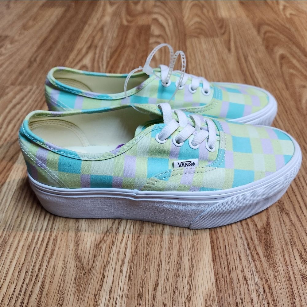 🇬🇪🔥NWT Vans Pastel Checkered Picnic Plaid Unisex Stackform Sneakers Size 6.5 - Picture 7 of 11